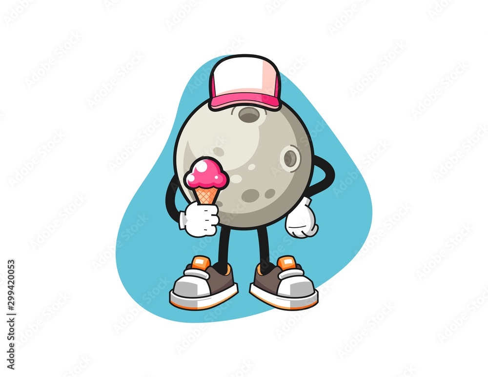 Moon hold ice cream cartoon. Mascot Character vector. Moon hold ice cream cartoon. Mascot Character vector.