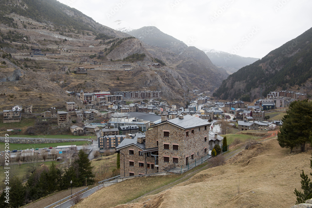 Aerial view Canillo ski resort Andorra