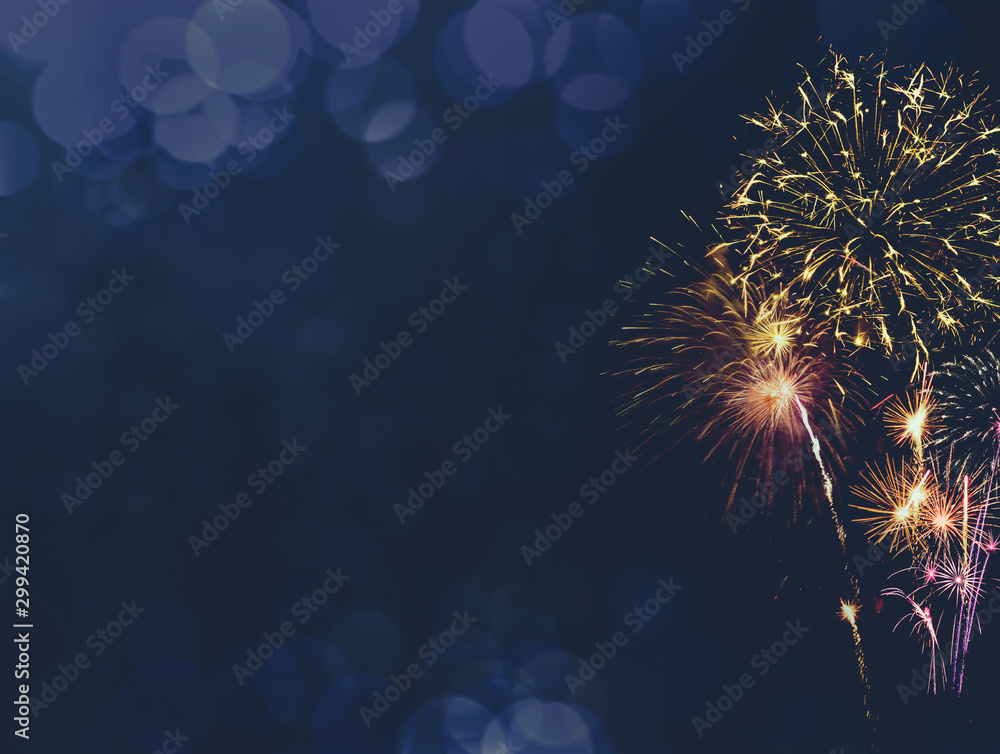 Obraz premium Abstract colored firework background with free space for text