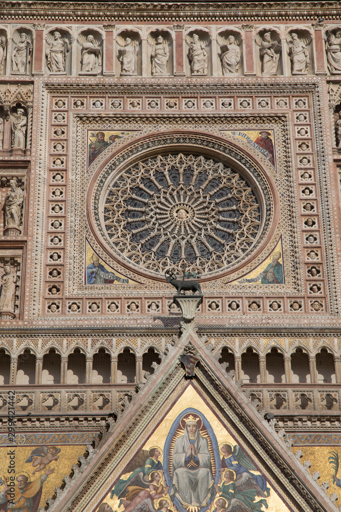  Orvieto, Italy. Façade of the Duomo Cathedral