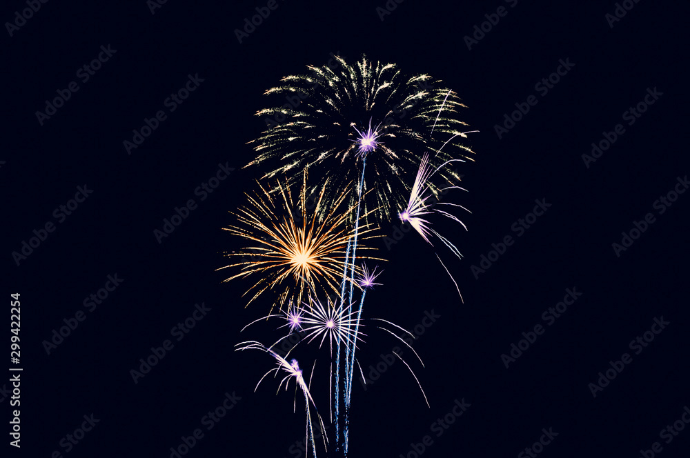 Abstract colored firework background with free space for text