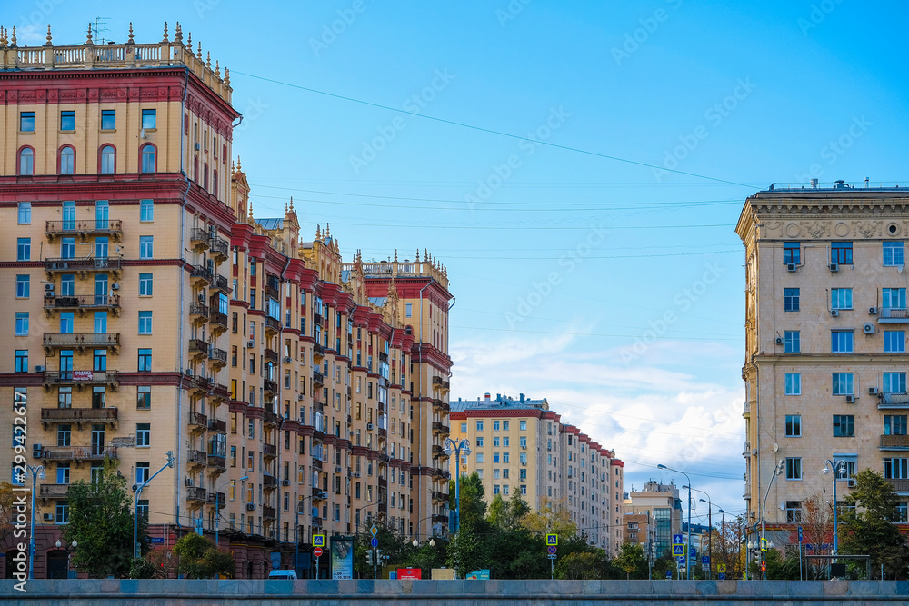 Moscow, Russia - September, 15, 2019: image of a residential area in Moscow