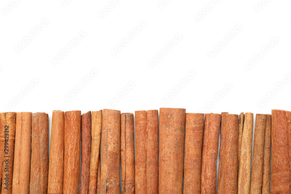 Cinnamon sticks frame isolated on white background, copy space Cinnamon sticks frame isolated on white background, copy space