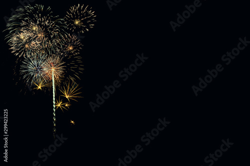 Abstract colored firework background with free space for text