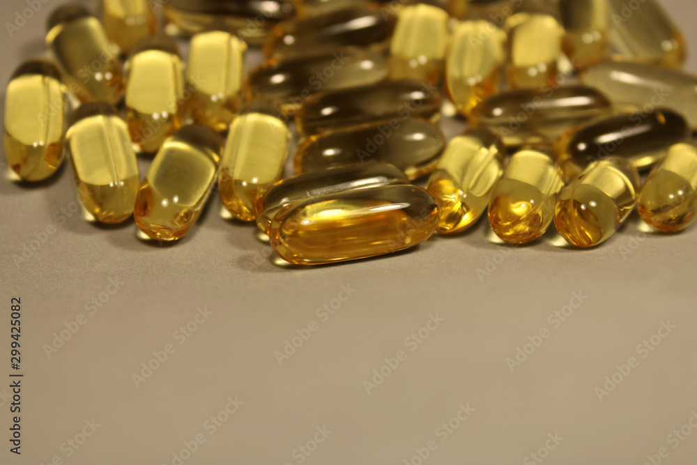 Pile of capsules Omega 3 Pile of capsules Omega 3