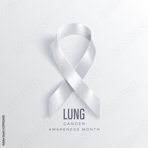 lung cancer awareness month vector banner with photorealistic white ribbon