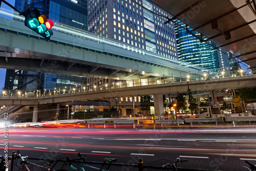 Photography Modern architecture. Elevated Highways and skyscrapers in Tokyo.