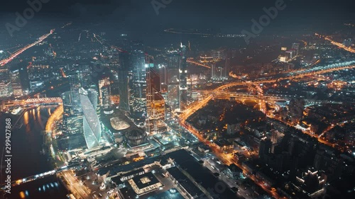 Wallpaper Mural Beautiful aerial timelapse of Moscow City Center on the night with bright glittering lights of buildings, streets and traffic. Camera moving around showing amazing cityscape from above. Torontodigital.ca