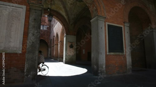 Cremona, Italy, the arcades of the Loggia dei Militi palace photo