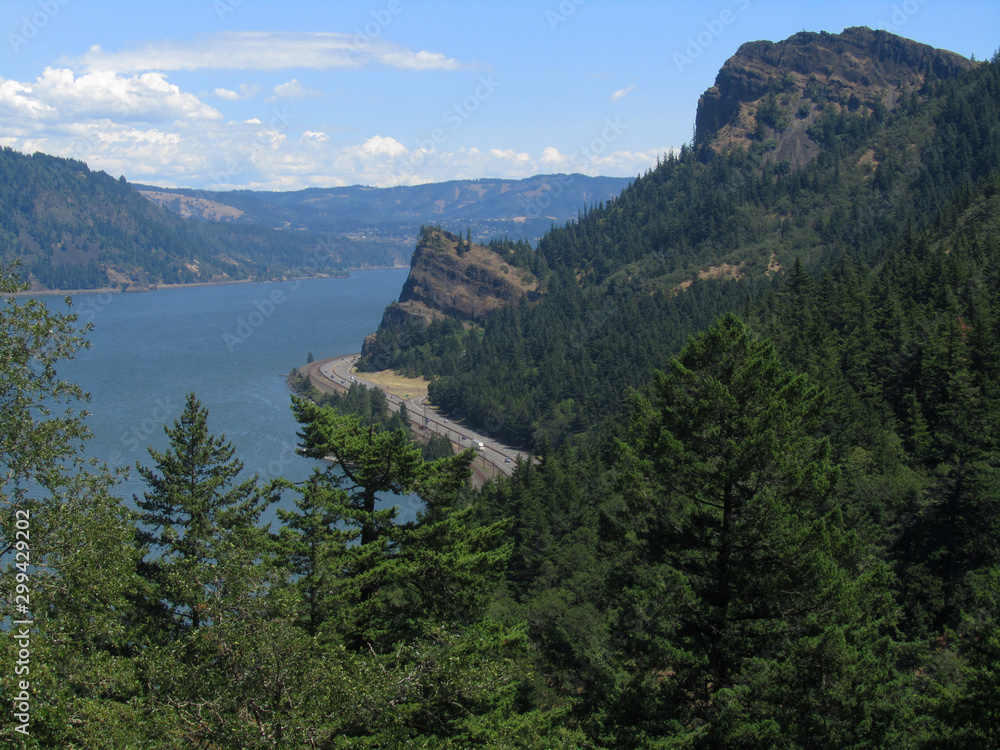 A view of Mitchell Point located on the Oregon side of the Columbia River Gorge.