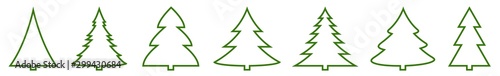 Christmas Tree Green Shape Icon | Fir Tree Illustration | x-mas Symbol | Logo | Isolated Variations