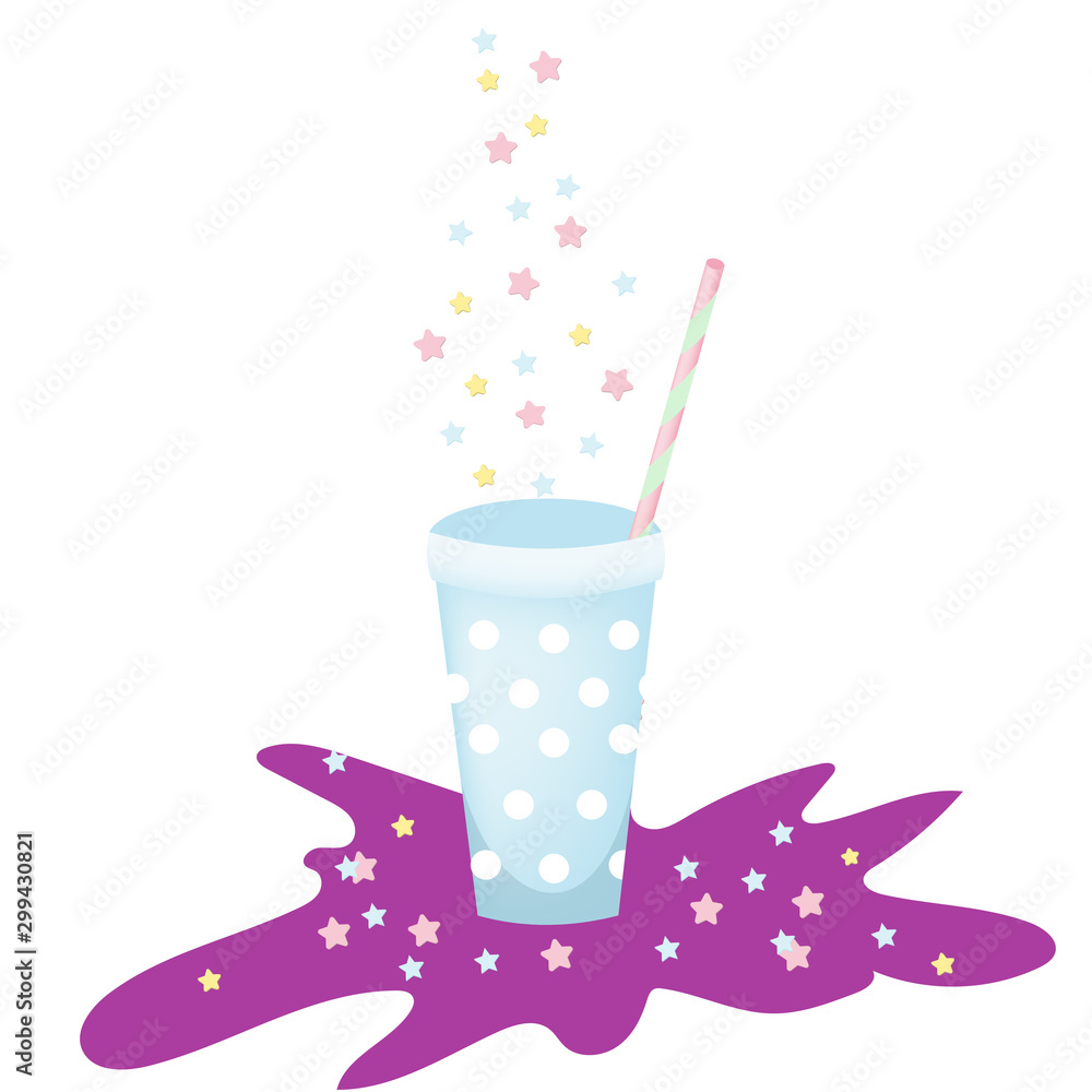 festive glass with a straw and a drink, falling stars festive glass with a straw and a drink, falling stars