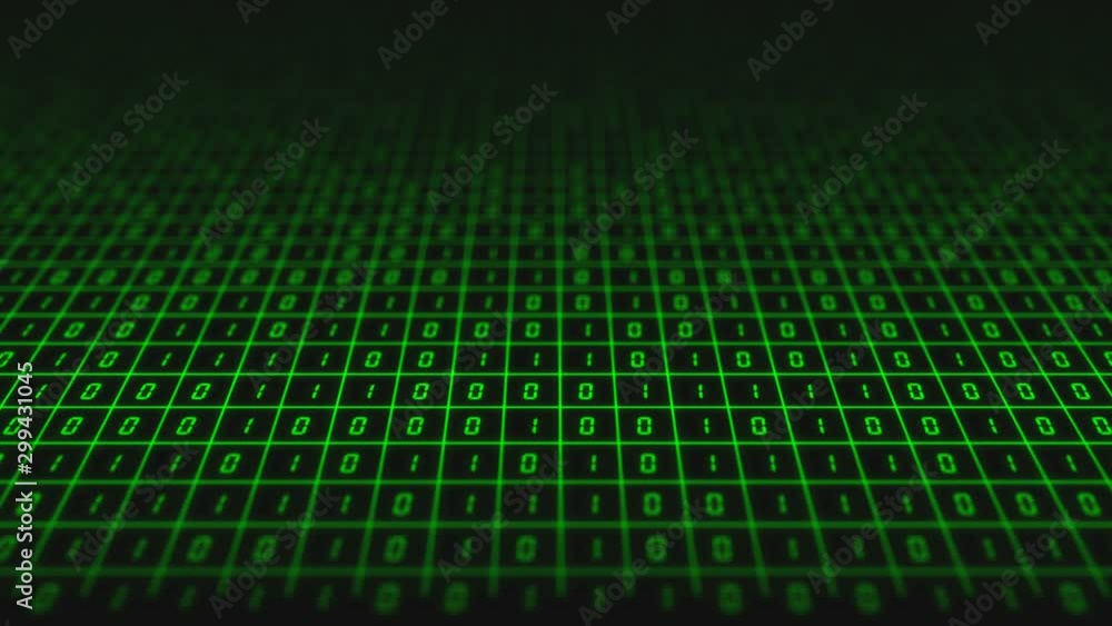 Animation of Green Binary & Digital Internet on Black Background. Seamless Loops Animation of Green Binary & Digital Internet on Black Background. Seamless Loops
