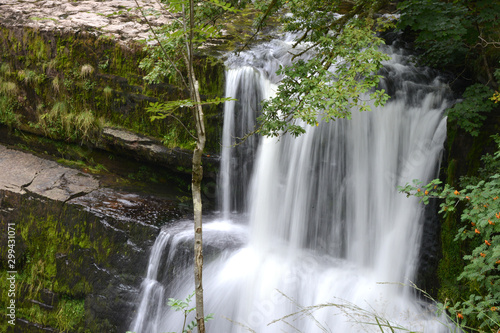 Idyllic landscape of a waterfall in Wales, United Kingdom