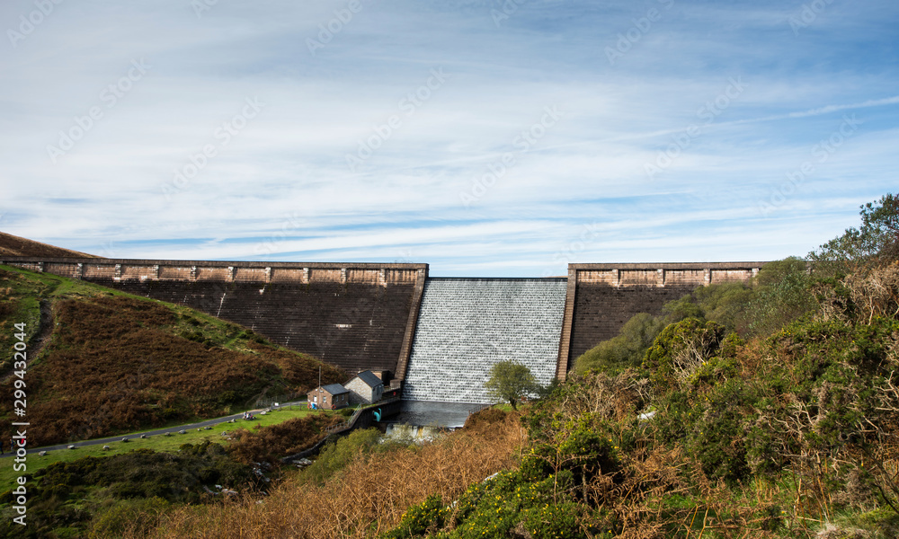 Scenic shot of Water dam, River Avon, Avon Dam Reservoir, South Brent, Dartmoor Park Scenic shot of Water dam, River Avon, Avon Dam Reservoir, South Brent, Dartmoor Park