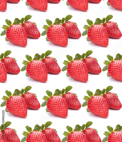 Strawberry isolated on white background cutout. Seamless food pattern.