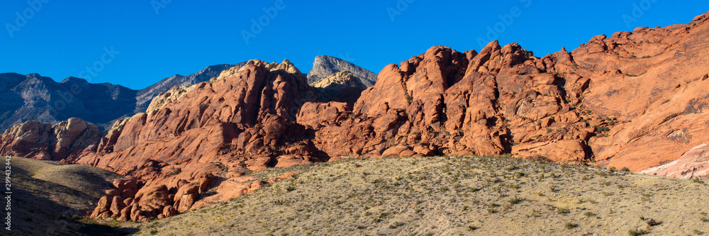 Panorama of Red Rock Canyon National Conservation Area near Las Vegas, Nevada Panorama of Red Rock Canyon National Conservation Area near Las Vegas, Nevada