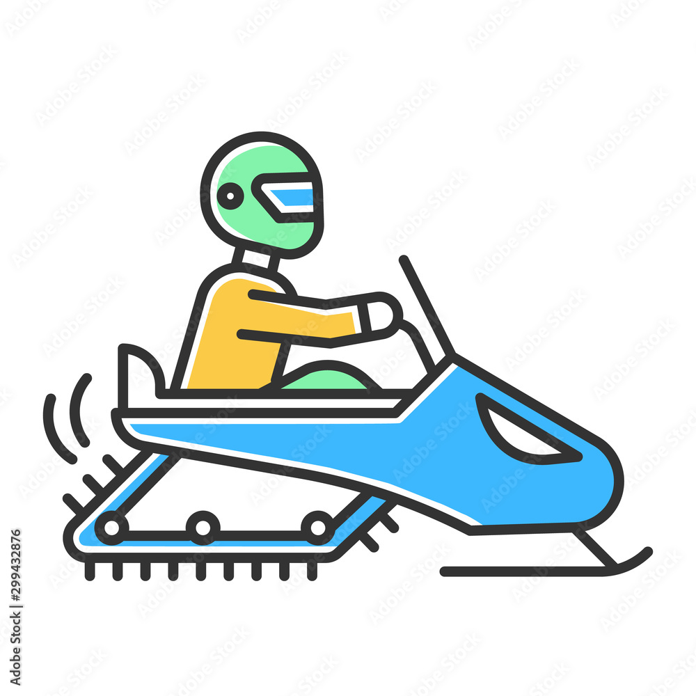 Snowmobiling color icon Snowmobiling color icon