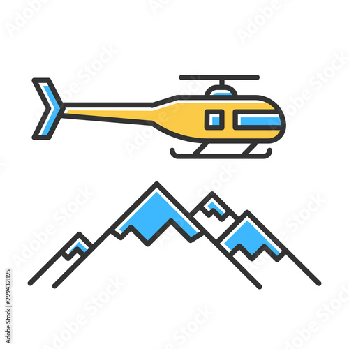 Heli skiing color icon