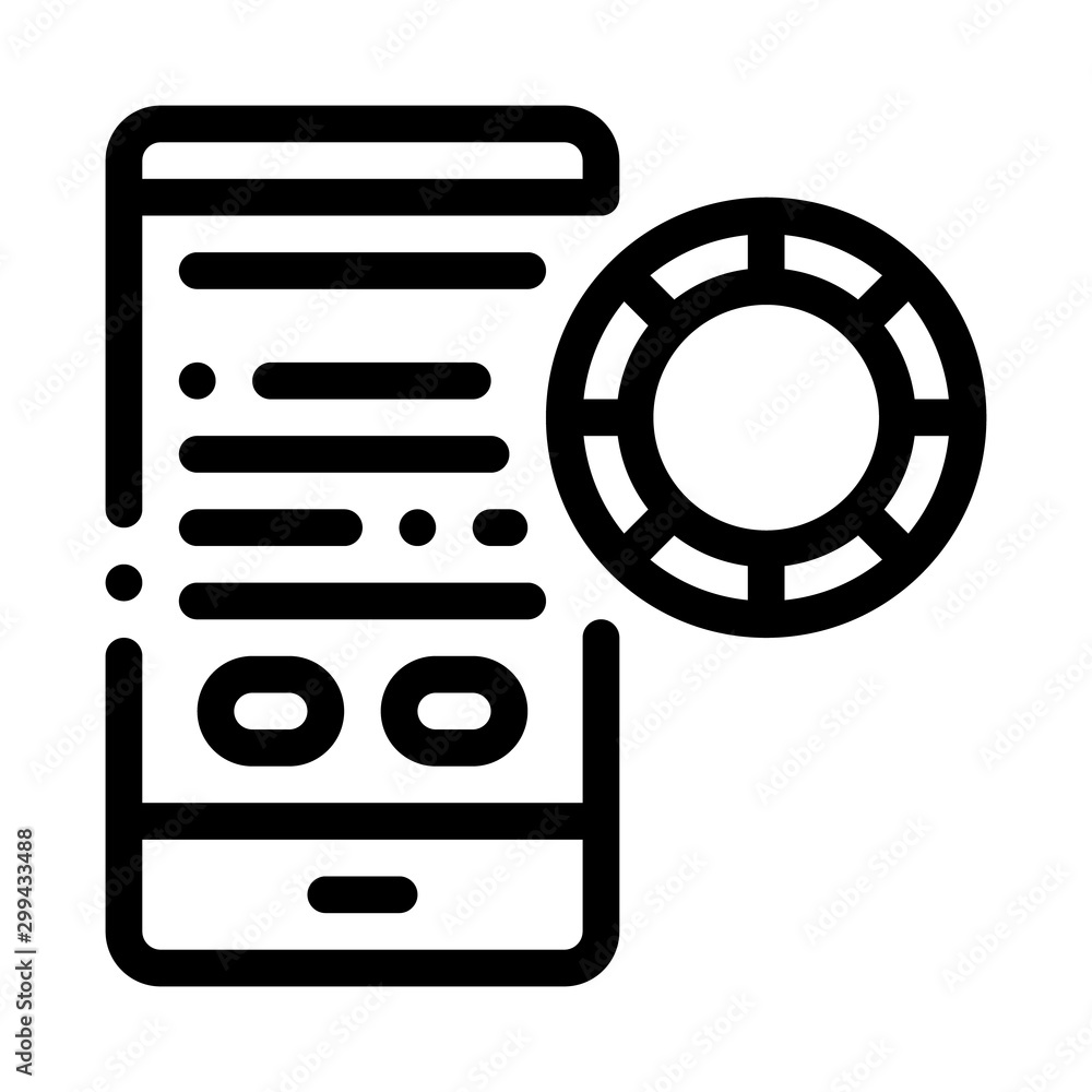 Betting Phone Gambling Icon Vector Thin Line. Contour Illustration Betting Phone Gambling Icon Vector Thin Line. Contour Illustration