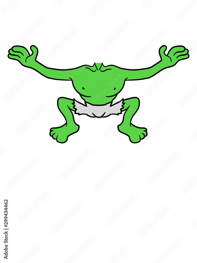 kostüm körper ohne kopf verkleidung halloween horror monster verwandelt  grün knom kobold troll ork klein clipart design comic cartoon frech Stock  Illustration | Adobe Stock