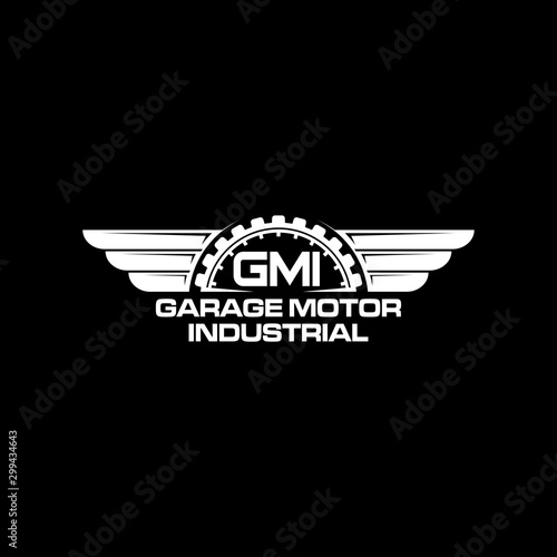 Garage logo with piston element automotive spare part car motorcycle shop business modern simple minimalist design workshop
