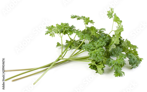 parsley leaves bunch isolated on white background cutout