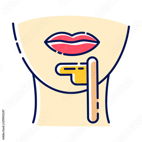 Chin waxing beige color icon. Female facial hair removal procedure. Depilation with natural hot sugar wax. Professional beauty treatment. Clean and silky skin. Isolated vector illustration