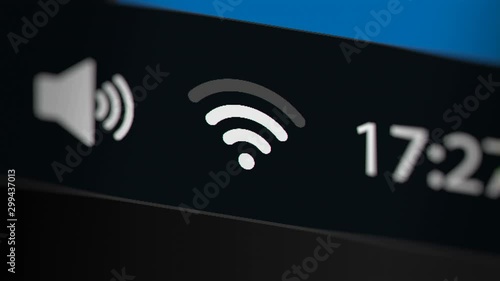 WiFi Signal Strength on Laptop Monitor Screen. Seamless Loop