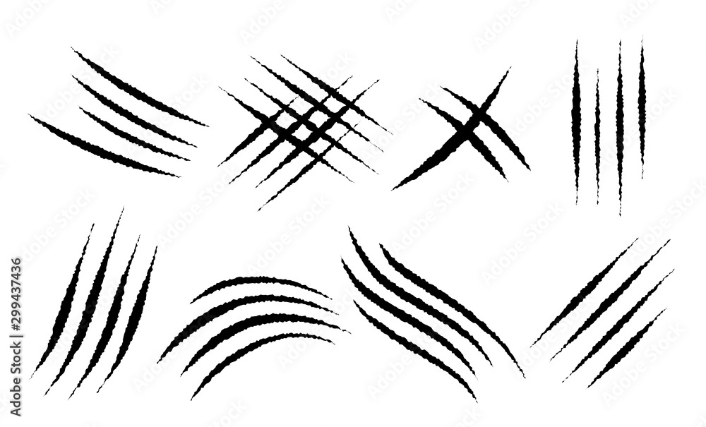 Claw scratches mark set. Vector scrape track. Claw scratches mark set. Vector scrape track.
