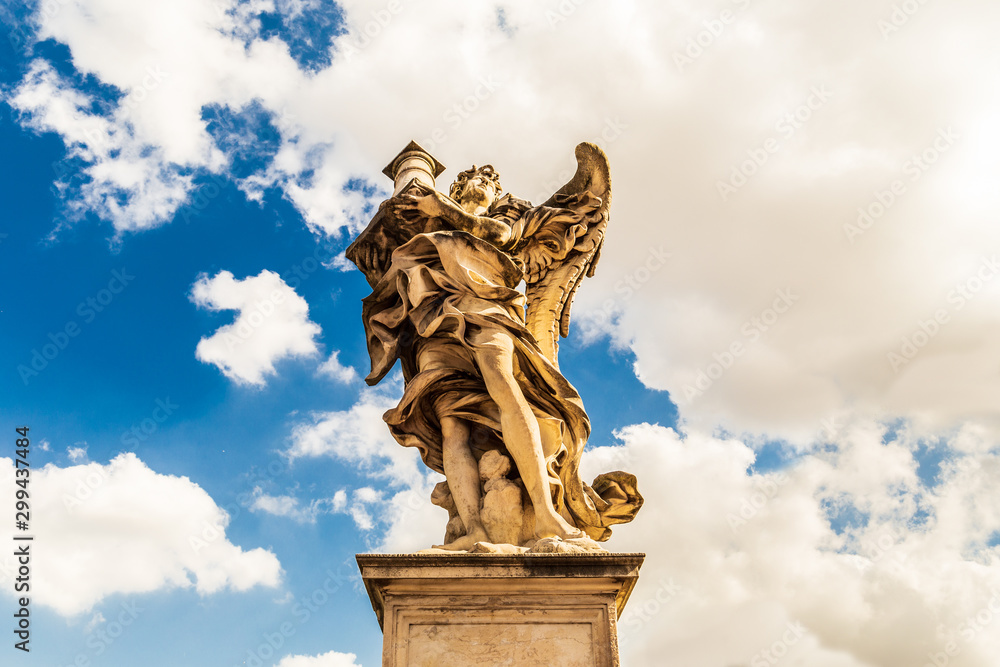 Angel with the Column in Ponte Sant'Angelo (Rome, Italy)