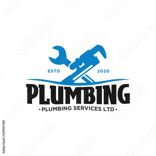 Plumbing service logo design - modern logo - plumbing industrial home service with wrench element