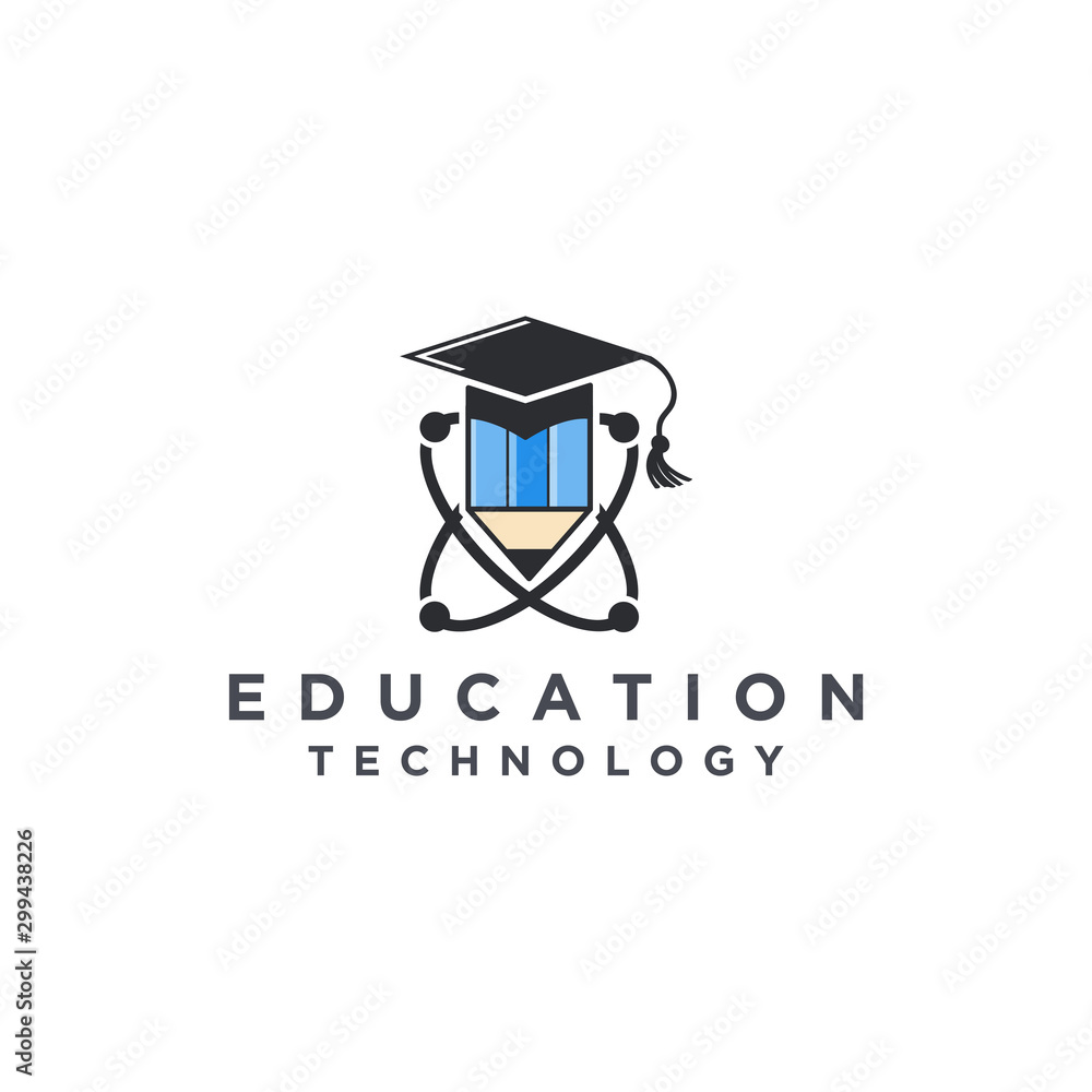 Education logo - toga hat school book pen teacher student college university Education logo - toga hat school book pen teacher student college university
