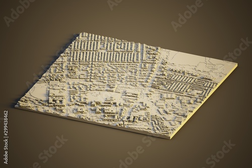 voxel aerial cityscape computer generated illustration	 photo