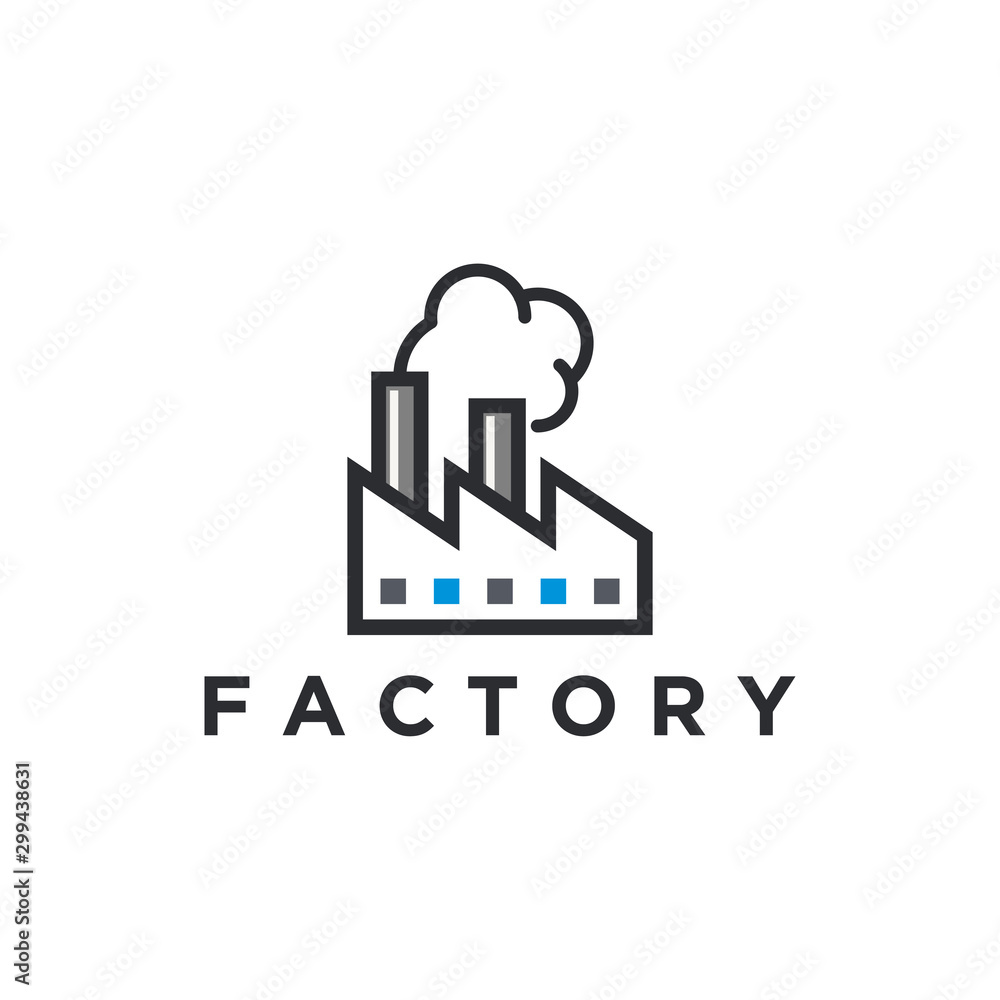 Factory logo design production chimney smoke element, wifi signal modern technology future Factory logo design production chimney smoke element, wifi signal modern technology future
