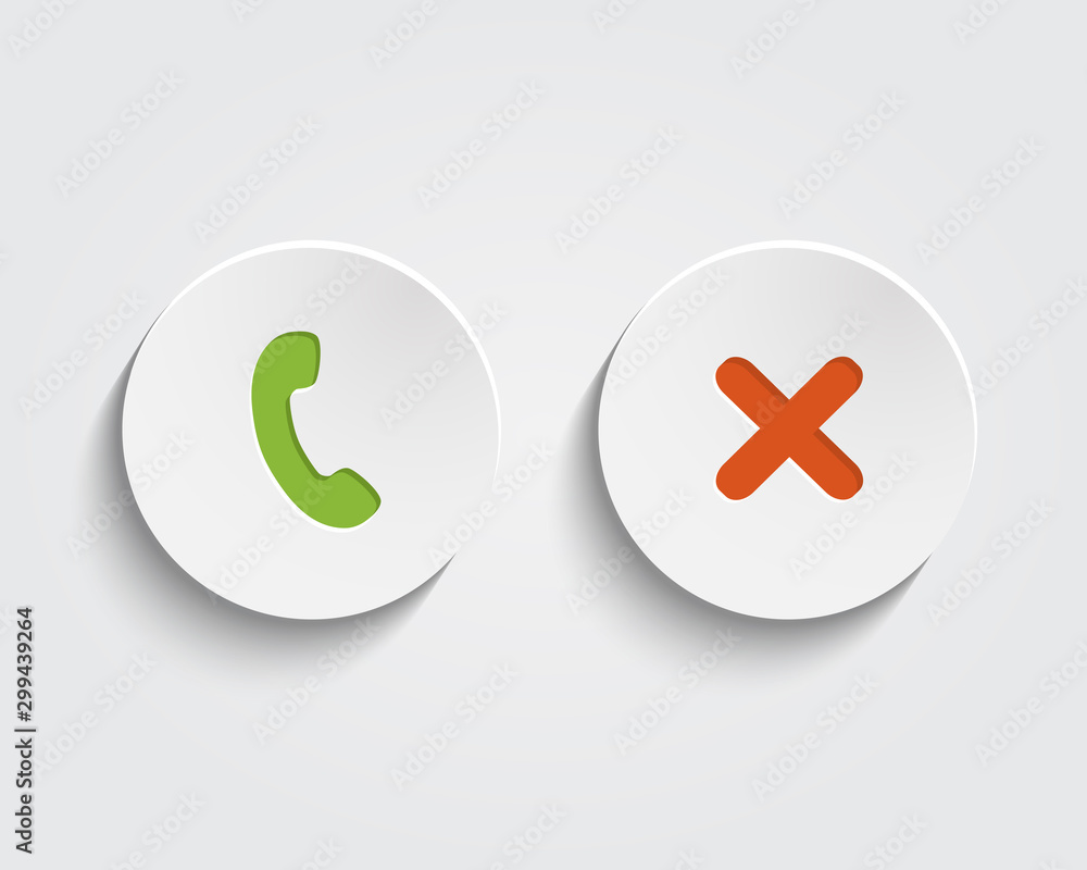 Obraz premium Vector answer the call, cancel the call signs on buttons
