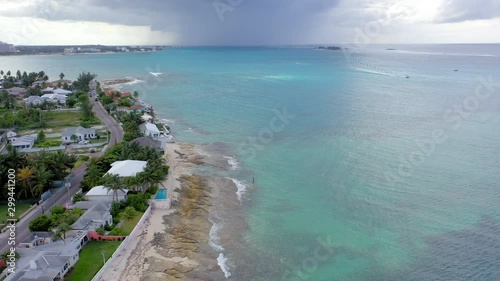 Wallpaper Mural Aerial: Nassau Beachfront Neighborhood, Waterfront Road and Tropical Beach Torontodigital.ca