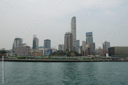 The high-rise buildings facing Victoria Harbour in Hong Kong