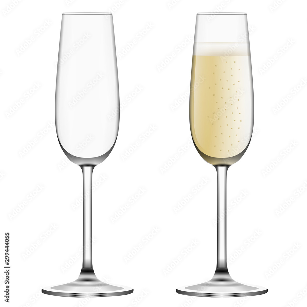 full and empty champagne glasses illustration full and empty champagne glasses illustration