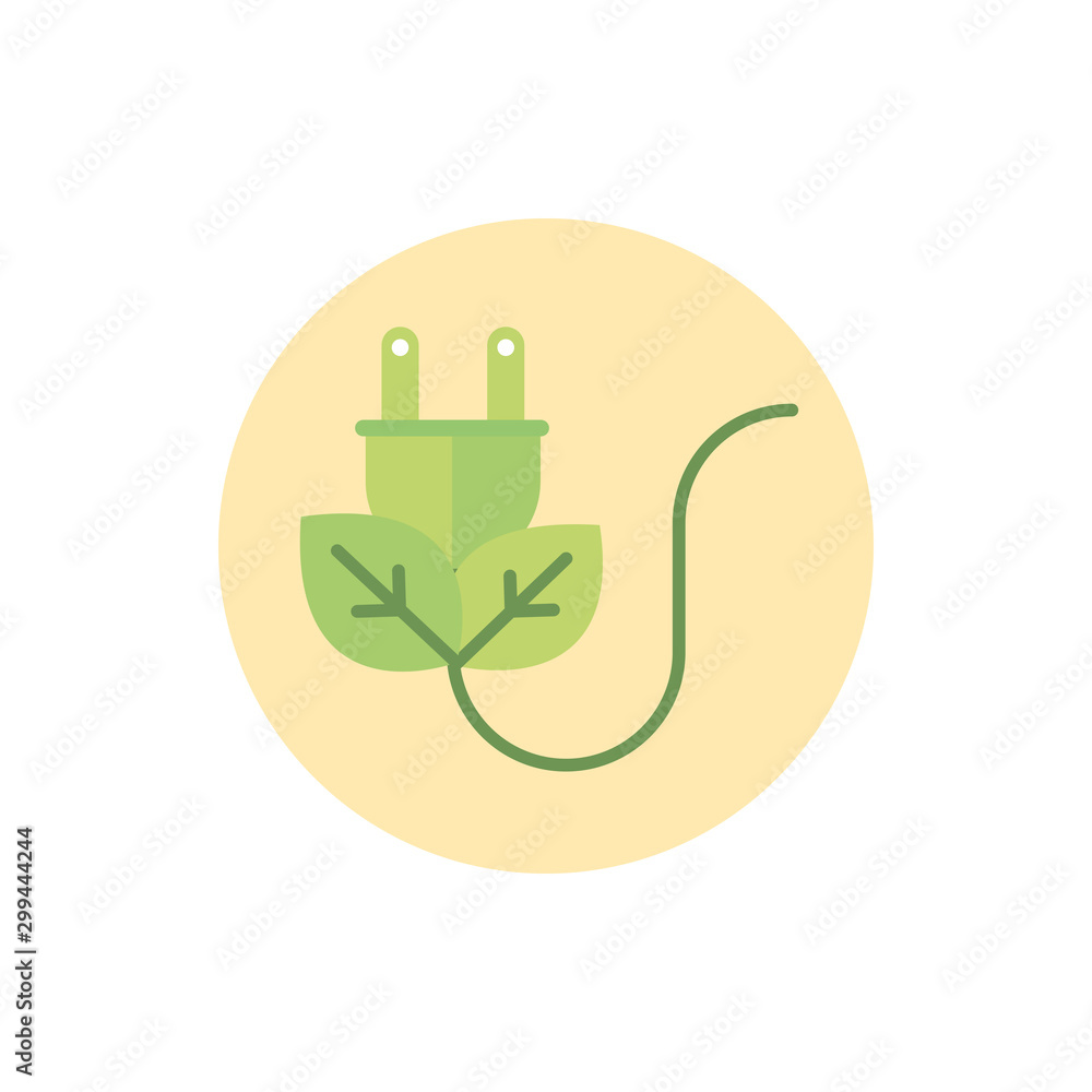 plug cable leaves nature green energy block icon plug cable leaves nature green energy block icon