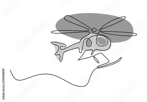 Continuous one line drawing of helicopter minimalism style hand drawn