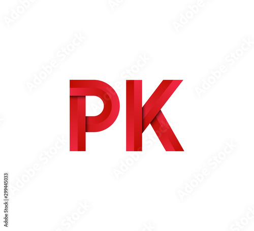 Initial two letter red 3D logo vector PK