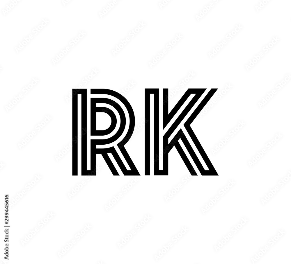Initial two letter black line shape logo vector RK Initial two letter black line shape logo vector RK