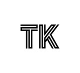 Initial two letter black line shape logo vector TK