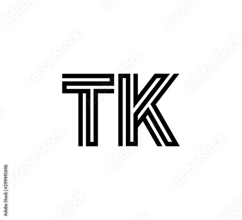 Initial two letter black line shape logo vector TK