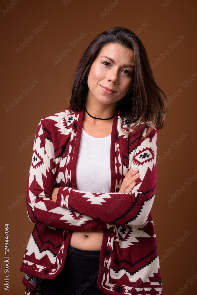 Portrait of beautiful multi ethnic woman ready for winter Portrait of beautiful multi ethnic woman ready for winter