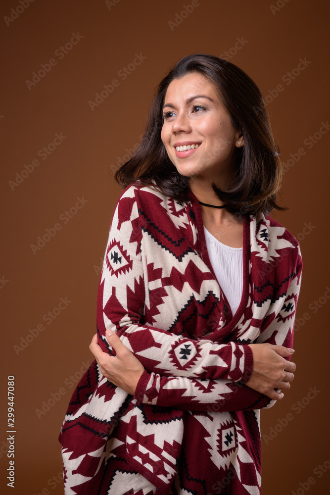 Portrait of beautiful multi ethnic woman ready for winter Portrait of beautiful multi ethnic woman ready for winter