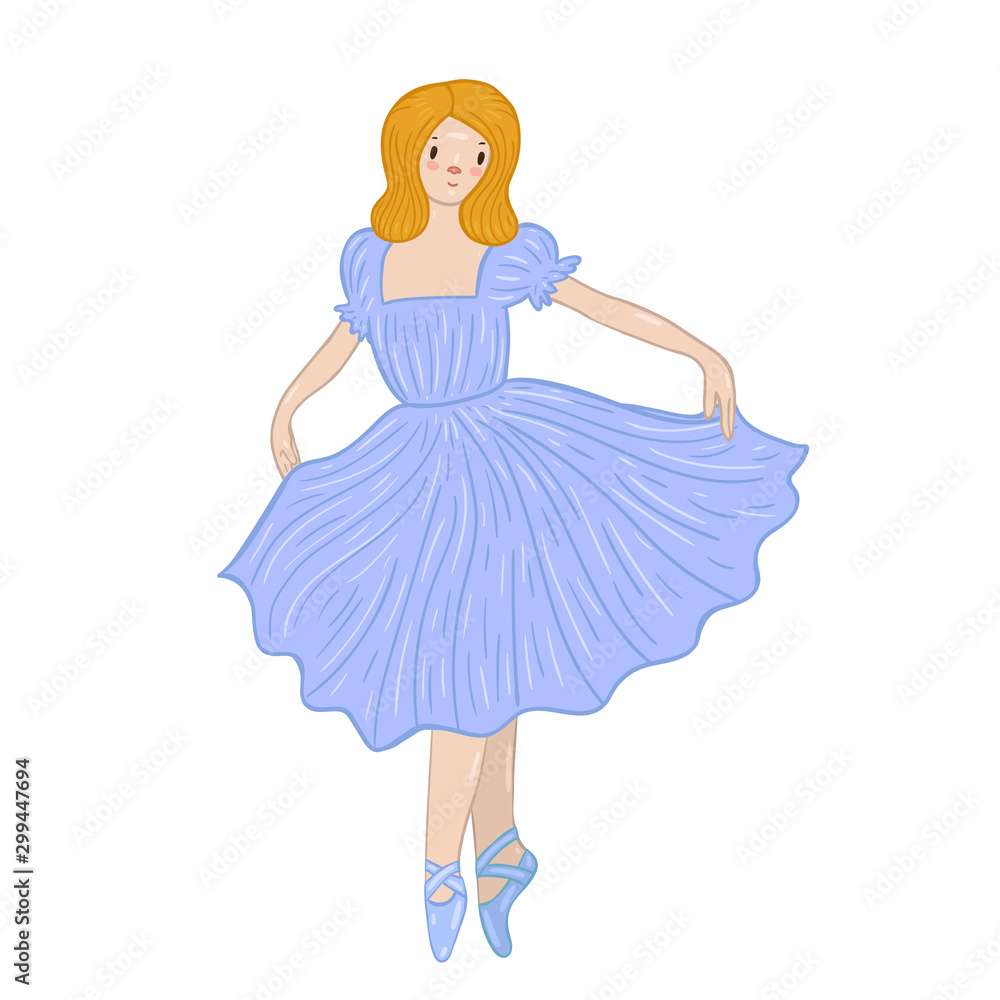 Ballerina isolated on a white background. Vector graphics.