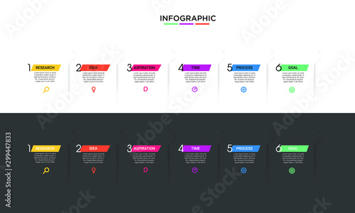 Vector simple line Infographic stack chart design with icons and 6 options or steps. for business concept. Can be used for presentations banner  workflow layout  process diagram  flow chart