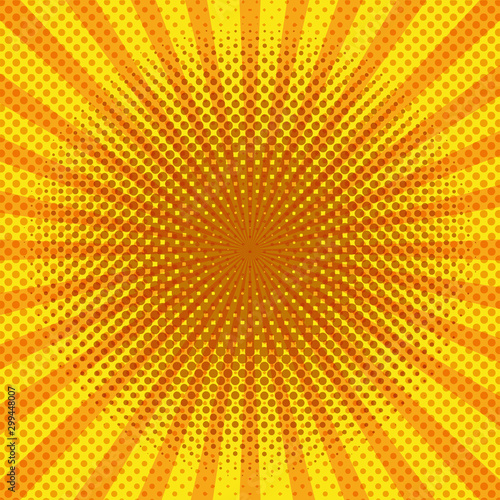 yellow color sunburst pop art background